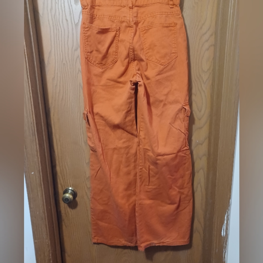 Orange wide leg cargo jeans size 6 - Picture 4 of 7